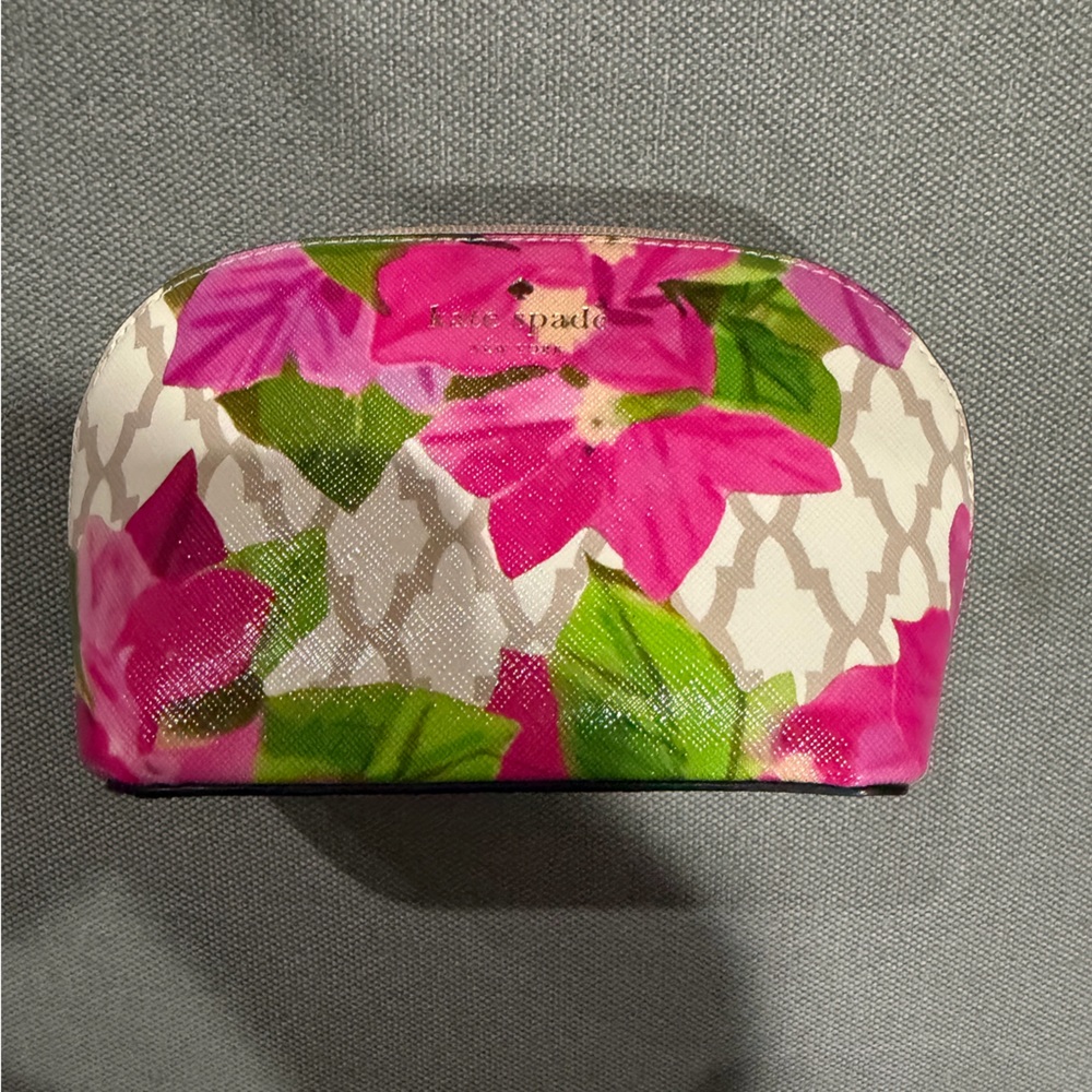 Kate Spade Pink and Green Floral Makeup Pouch